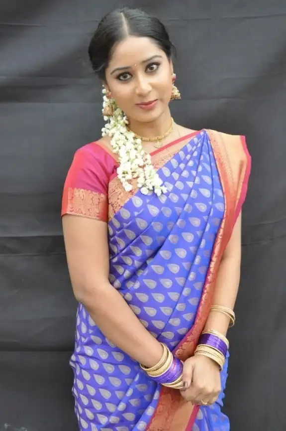 GLAMOROUS INDIAN TV SERIAL ACTRESS SNEHA IN BLUE SAREE 6